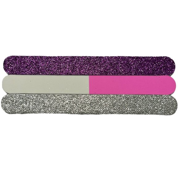 3 Pack Glitter Nail File Gift Set ~ Purple & Silver - Picture 1 of 3